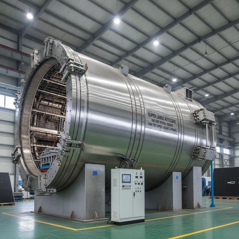 Super Large Autoclave for One-Shot Integral Forming of Large Carbon Fiber Composite Aircraft Cabin, Wing and Panel Components